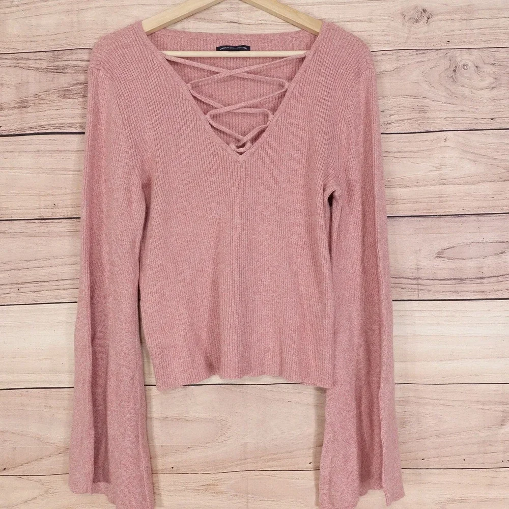 AMERICAN EAGLE PINK BAGGY SLEEVE PINK‎ SWEATER WOMENS SIZE XL